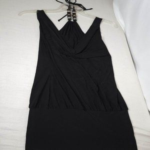 Dress By Fave Casual Short Tank Top Beaded Halter Top Black